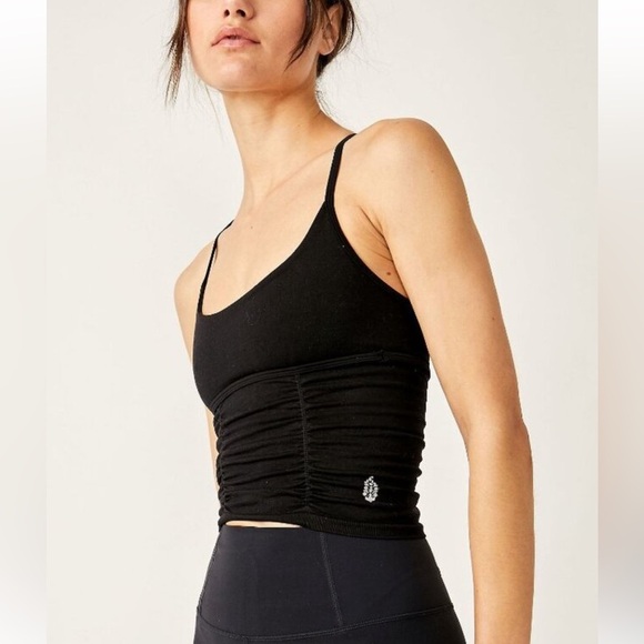 Free People Movement On The Rise Rouched Cami- Black Size XS/S NWT - Picture 1 of 7